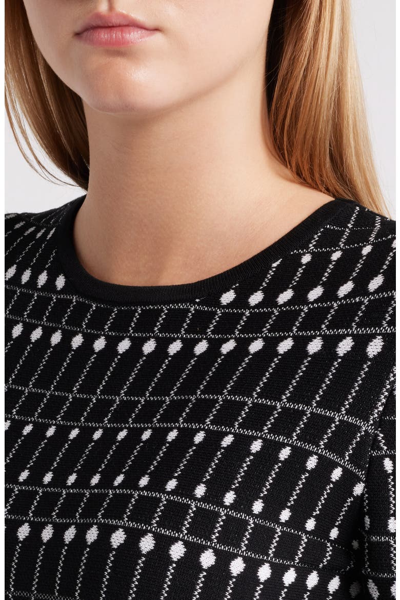 Stripe Jacquard Long Sleeve Sweater Dress, Alternate, color, BLACK WHITE