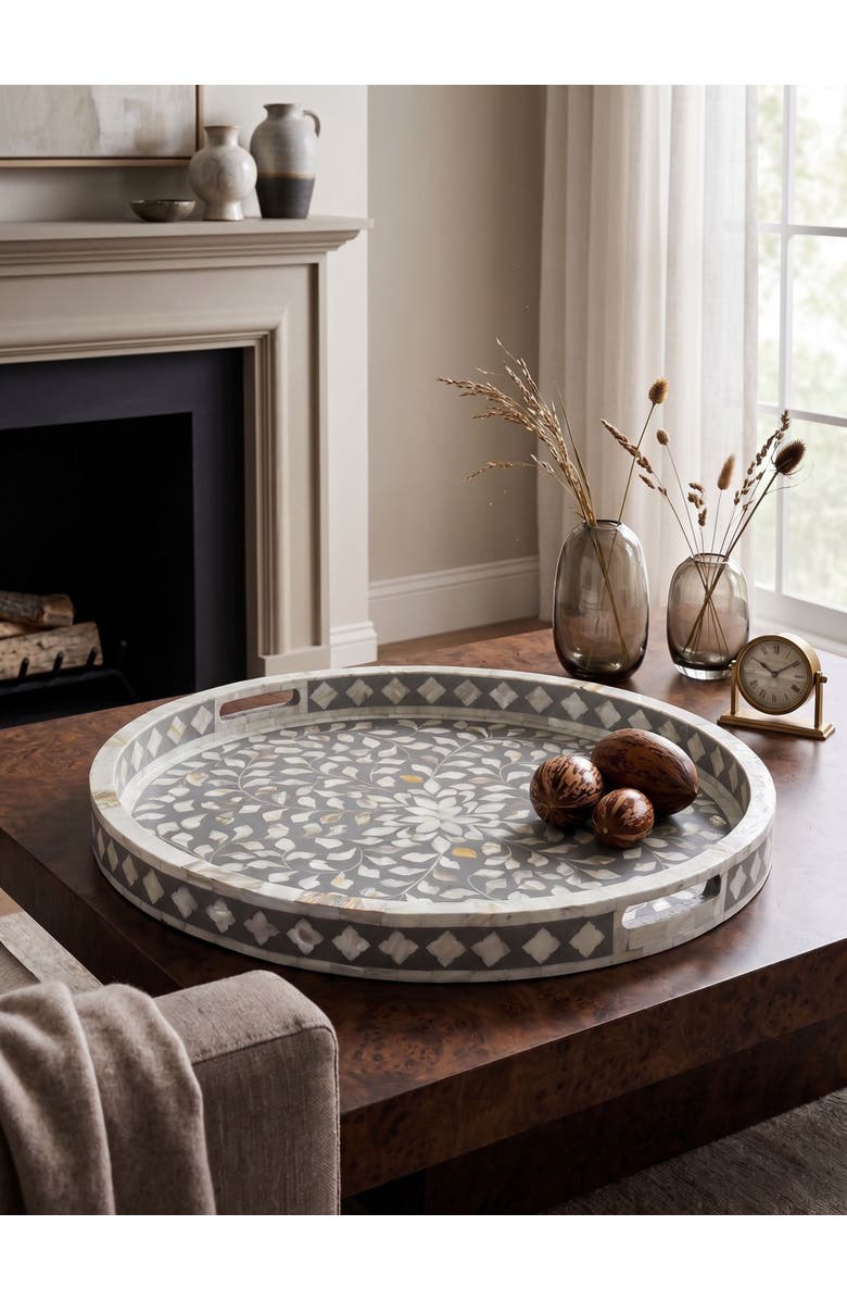 GAURI KOHLI Jodhpur Round Tray, Alternate, color, Grey