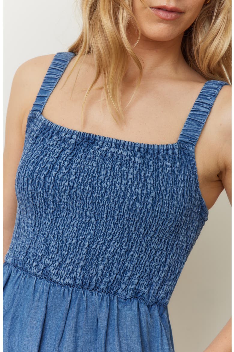 Selene Smocked Sleeveless Maxi Dress, Alternate, color, MED WASH