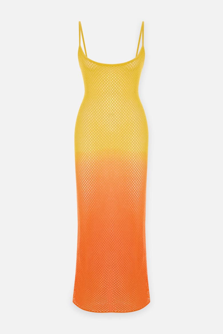 The Solar Reflections Sunset Ombre Crochet Maxi Dress, Main, color, Yellow
