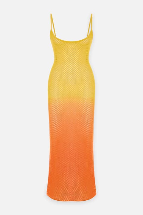 The Solar Reflections Sunset Ombre Crochet Maxi Dress