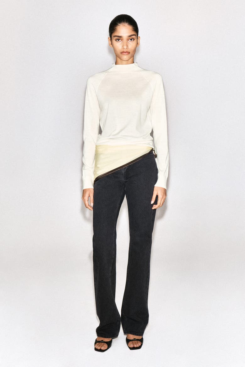 Merino Wool Funnel-neck Sweater, Alternate, color, IVORY
