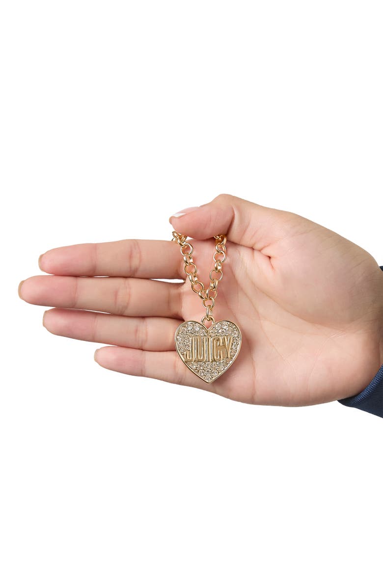 Heart Script Logo Necklace, Alternate, color, Gold Tone
