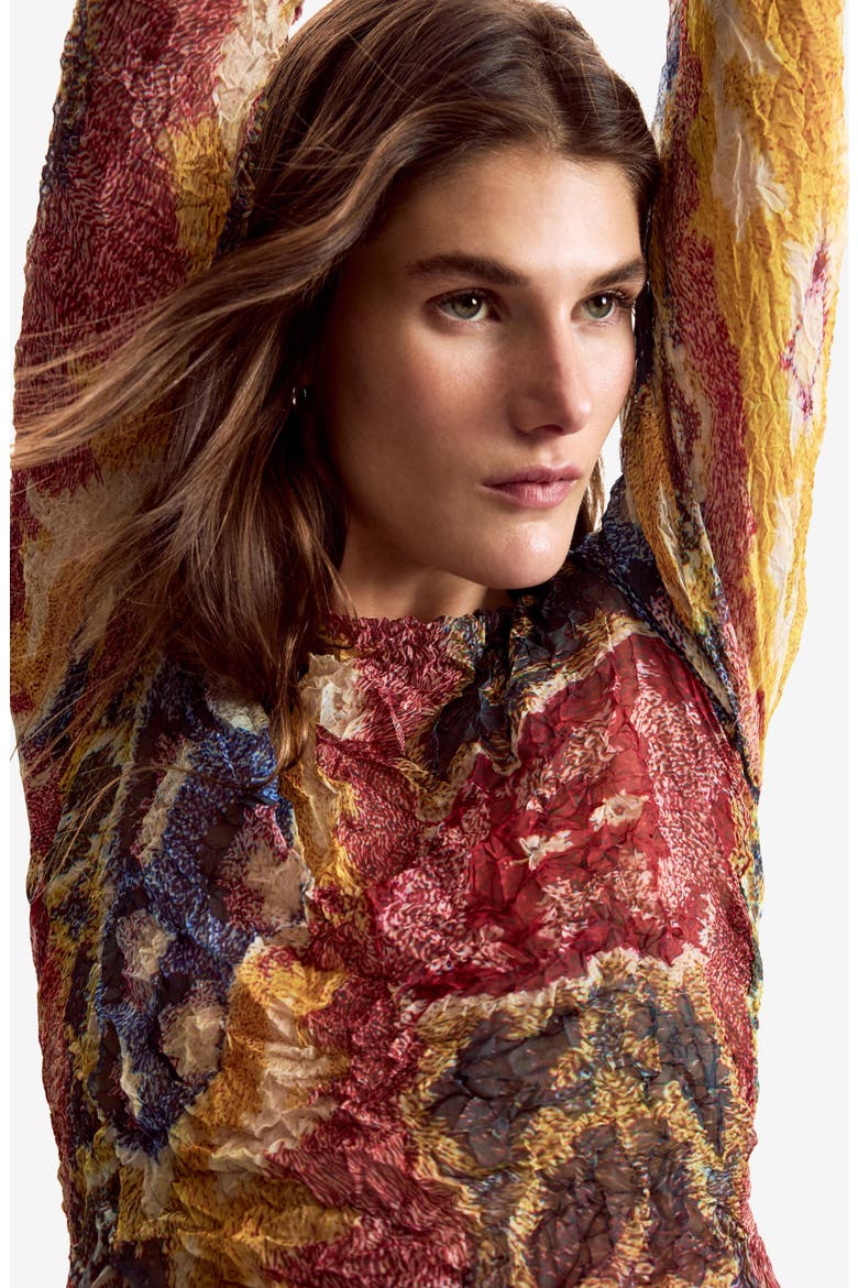 Abstract Print Long Sleeve Shirt, Alternate, color, YELLOW