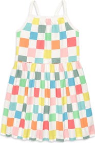 Primary Kids Picnic Dress In Rainbow Patterns