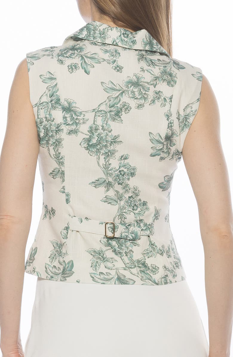 Alexia Admor Luisa Cotton & Linen Vest, Alternate, color, Sage Floral
