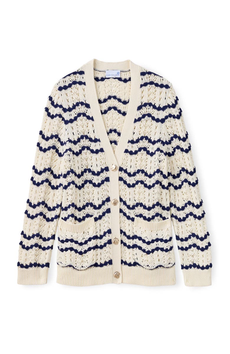 Cartolina Hadwen Pointelle Cardigan, Main, color, Blue