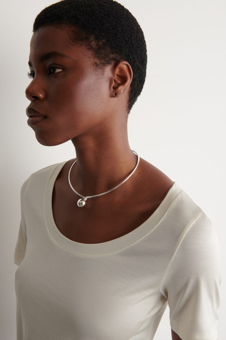 Slim Silk T-shirt, Alternate, color, IVORY