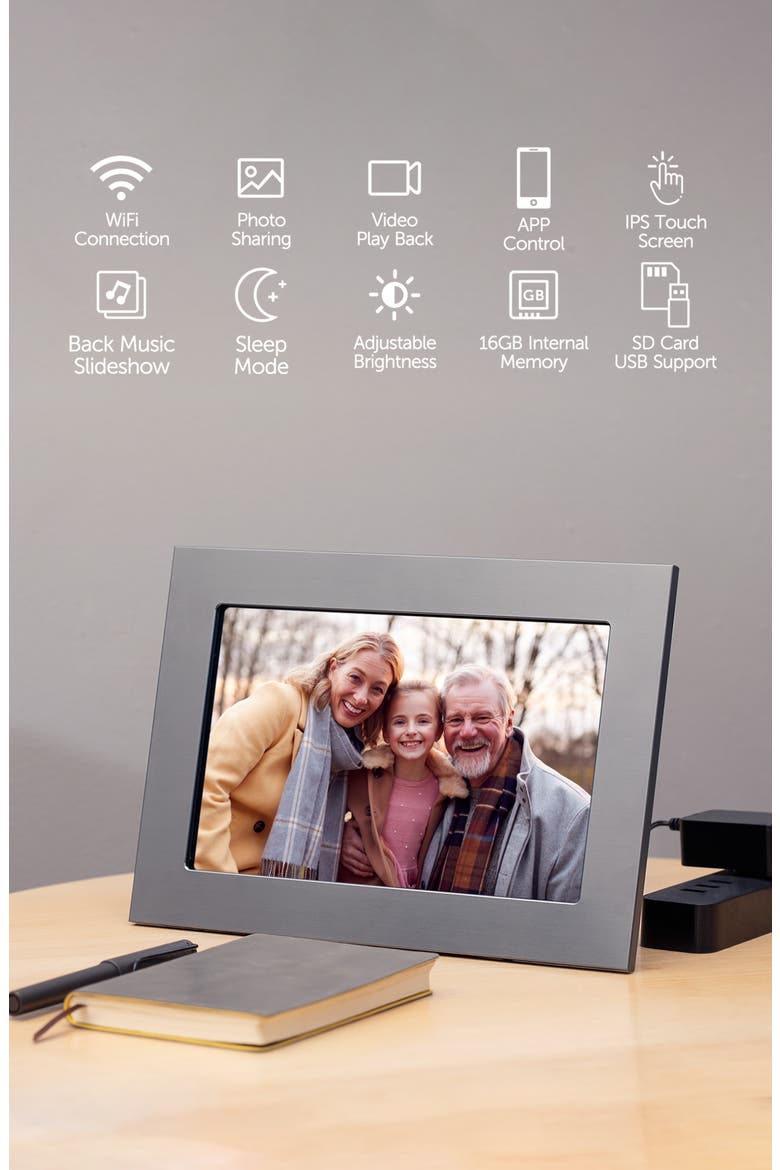 10.1" WiFi Digital Photo Frame, Alternate, color, Titanium Black