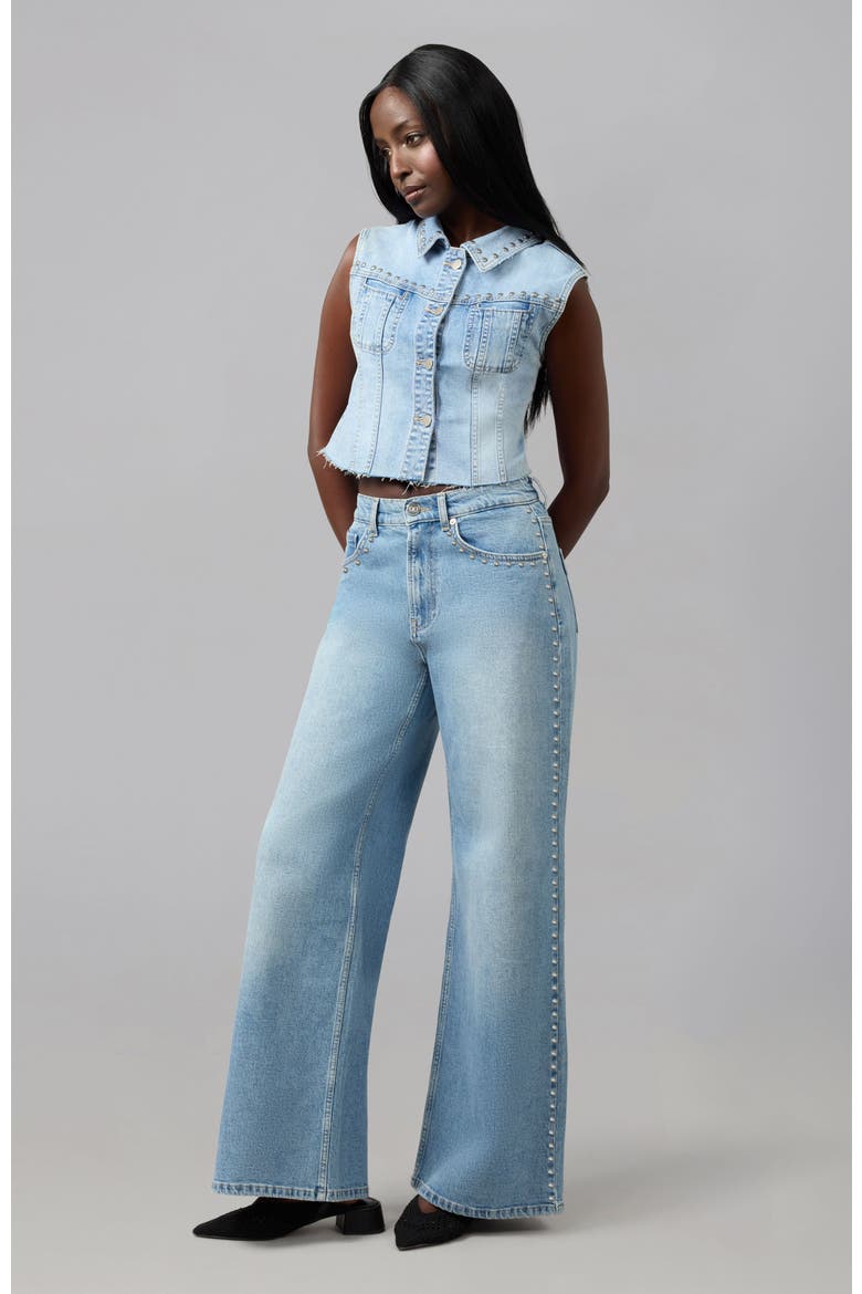 Milan Ultra High Rise Wide Leg Jeans, Alternate, color, STUDDEN WHIMSY BLUE