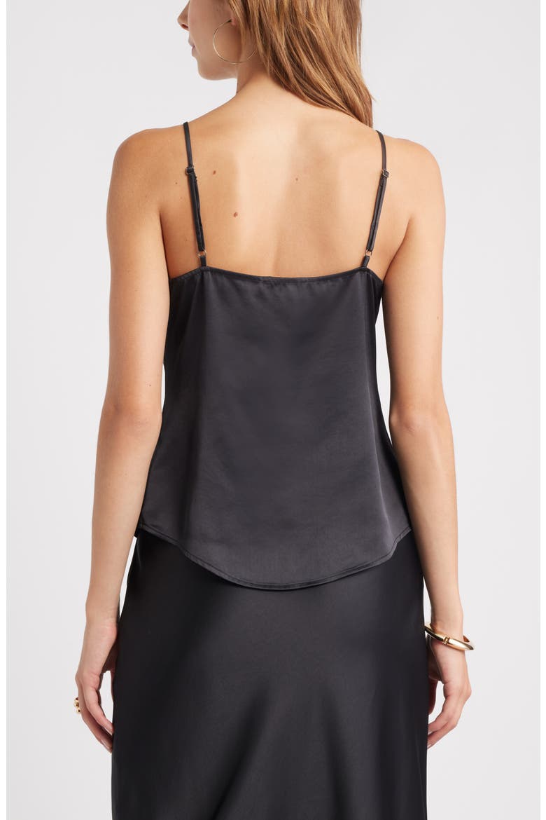 Split Front Satin Button-Up Camisole, Alternate, color, BLACK