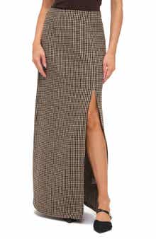 Ookie & Lala Houndstooth Front Slit Maxi Skirt