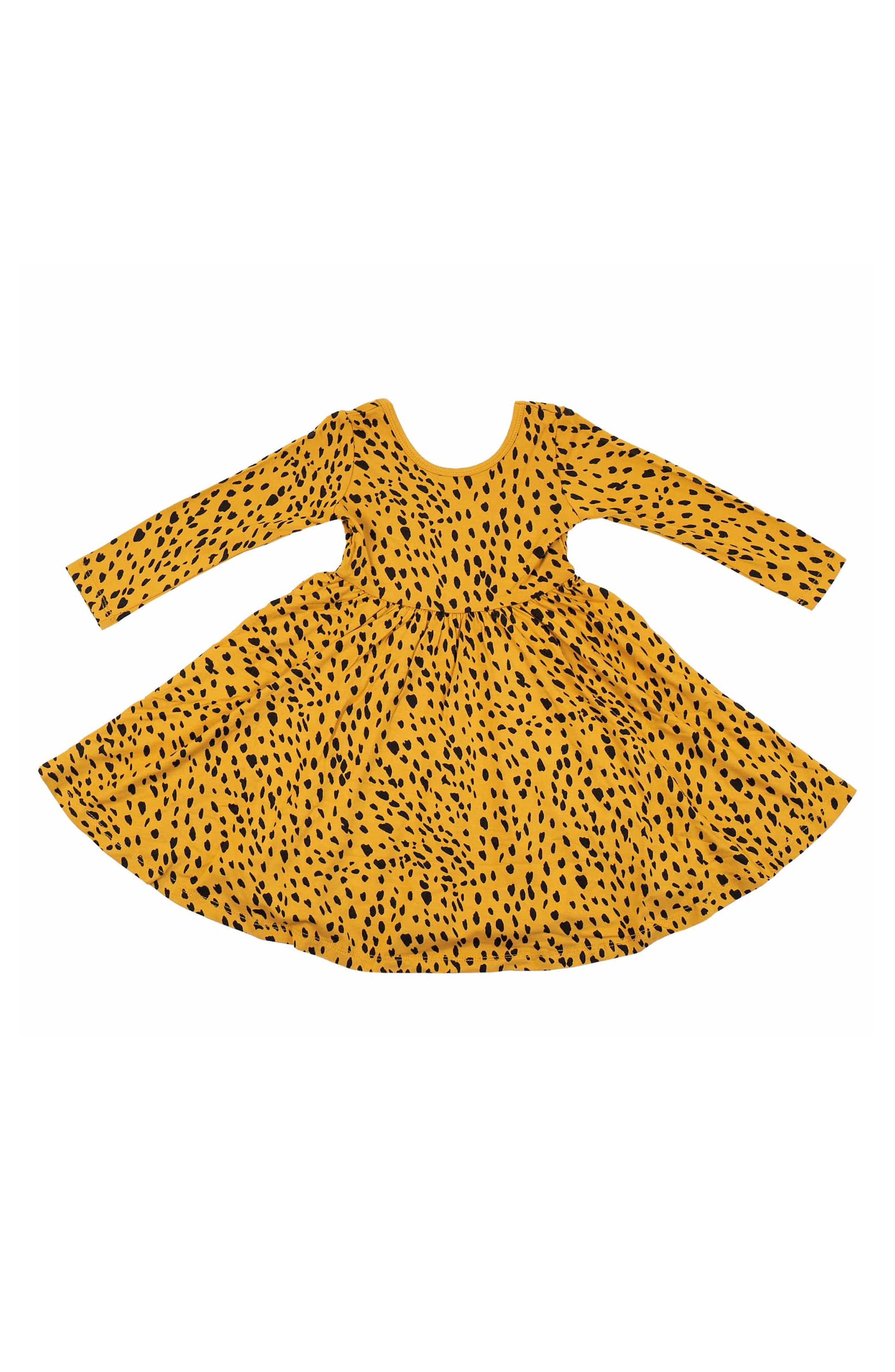 Kyte BABY Kids' Marigold Cheetah Long Sleeve Twirl Dress