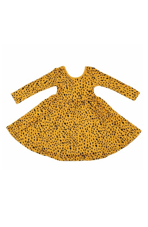 Kids' Marigold Cheetah Long Sleeve Twirl Dress (Baby & Toddler)