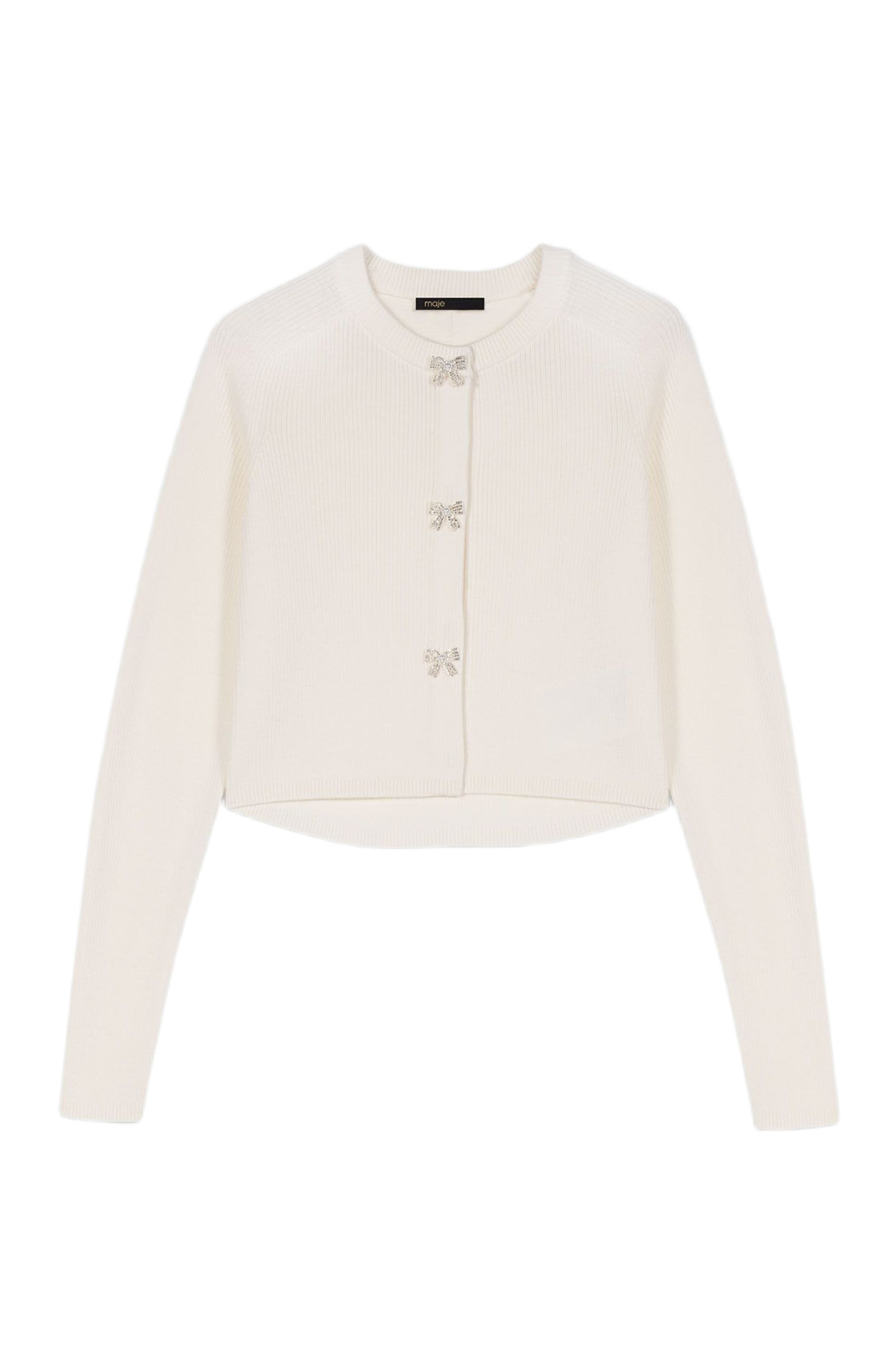 Jewelled bow-button cardigan