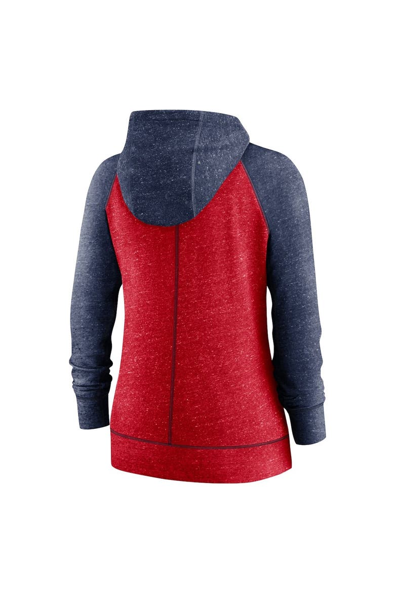 Women's Nike Heather Red/Heather Navy Minnesota Twins Split Wordmark Gym Vintage Raglan Lightweight Full-Zip Hoodie, Alternate, color, Red