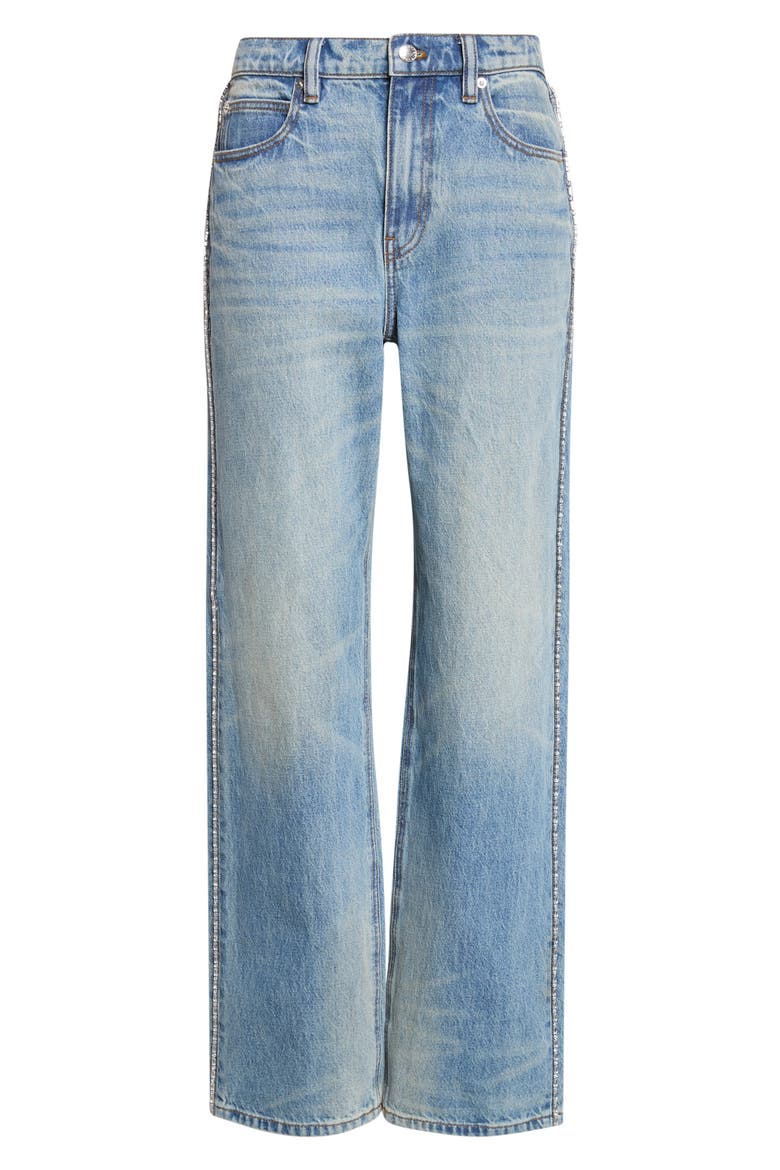 EZ Embellished Chain Straight Leg Jeans, Alternate, color, TINTED MEDIUM INDIGO