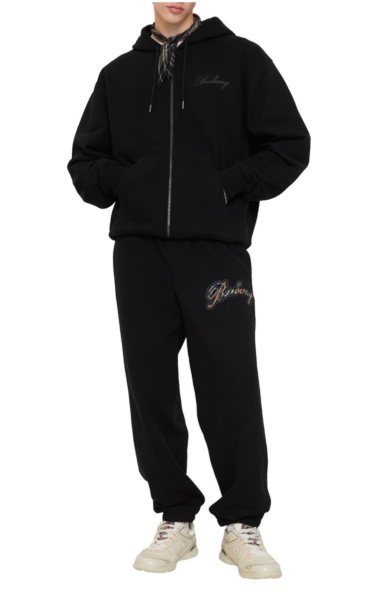 Burberry Gradient Check Cotton Jogging Pants, Main, color, Black