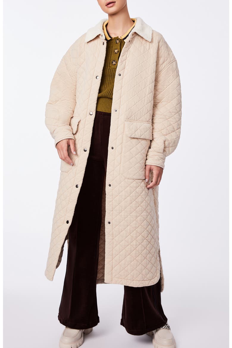 Country Charm Quilted Longline Cotton Jacket, Alternate, color, CREAM