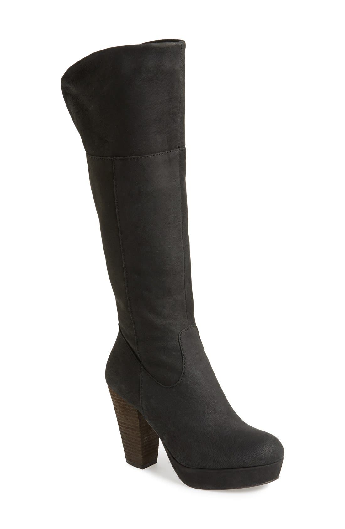 'Rackey' Leather Platform Boot, Main, color, BLACK LEATHER