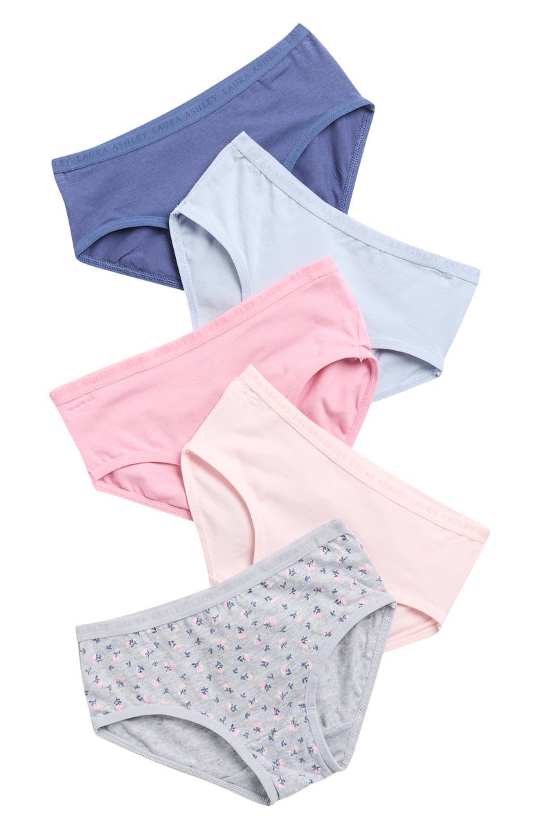 Laura Ashley 5-Pack Stretch Cotton Briefs, Main, color, Dusty Pink Rose Ditsy