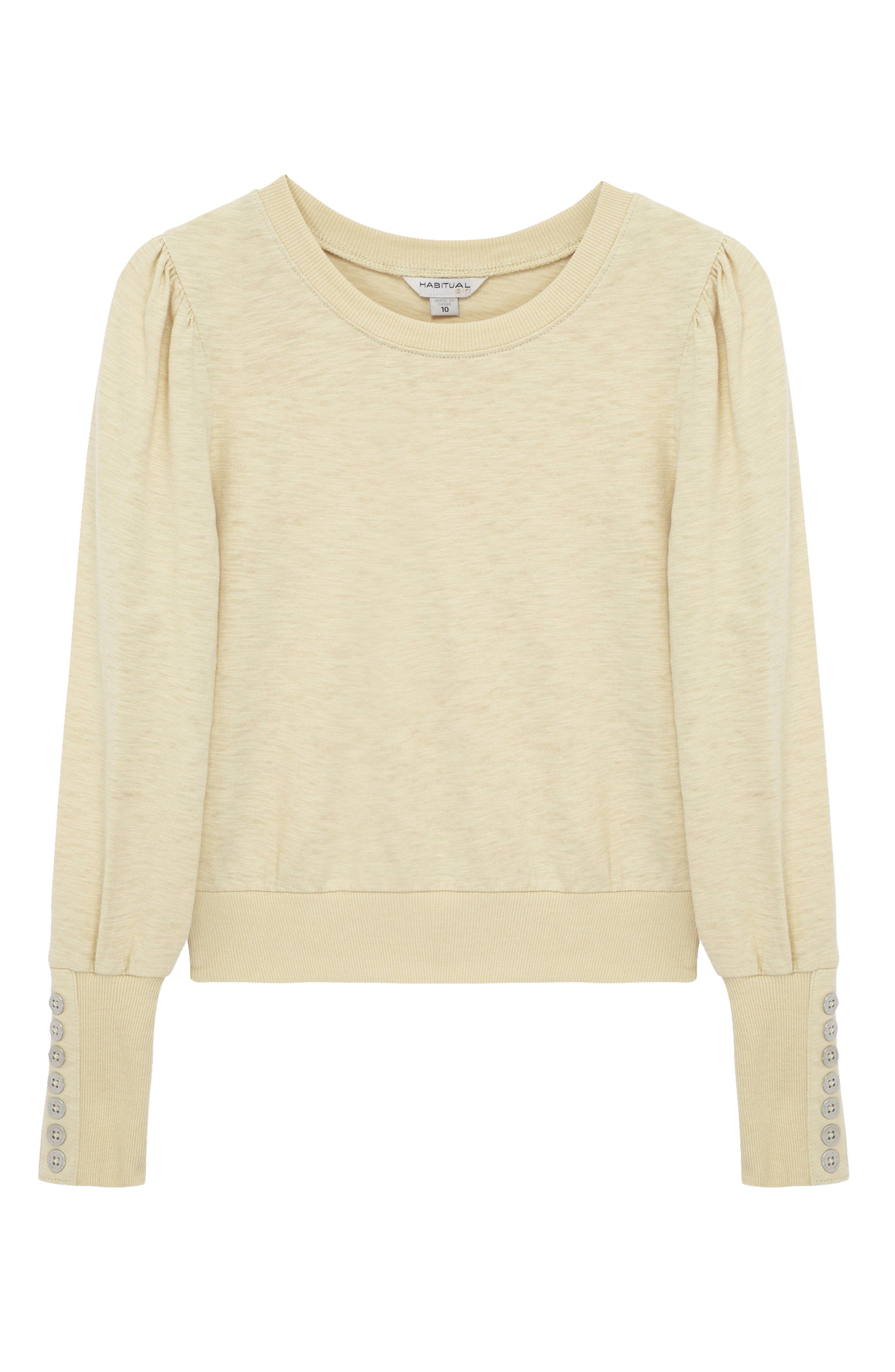 Habitual Kids Kids' Button Accent Long Sleeve Cotton Top in Tan 