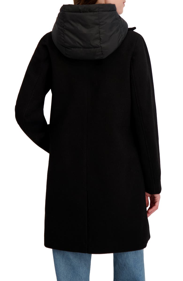 Laundry by Shelli Segal Longline Jacket with Puffer Quilted Hooded Bib, Alternate, color, Black