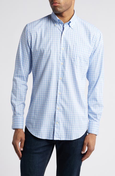 Albert Crown Lite Check Performance Button-Down Shirt