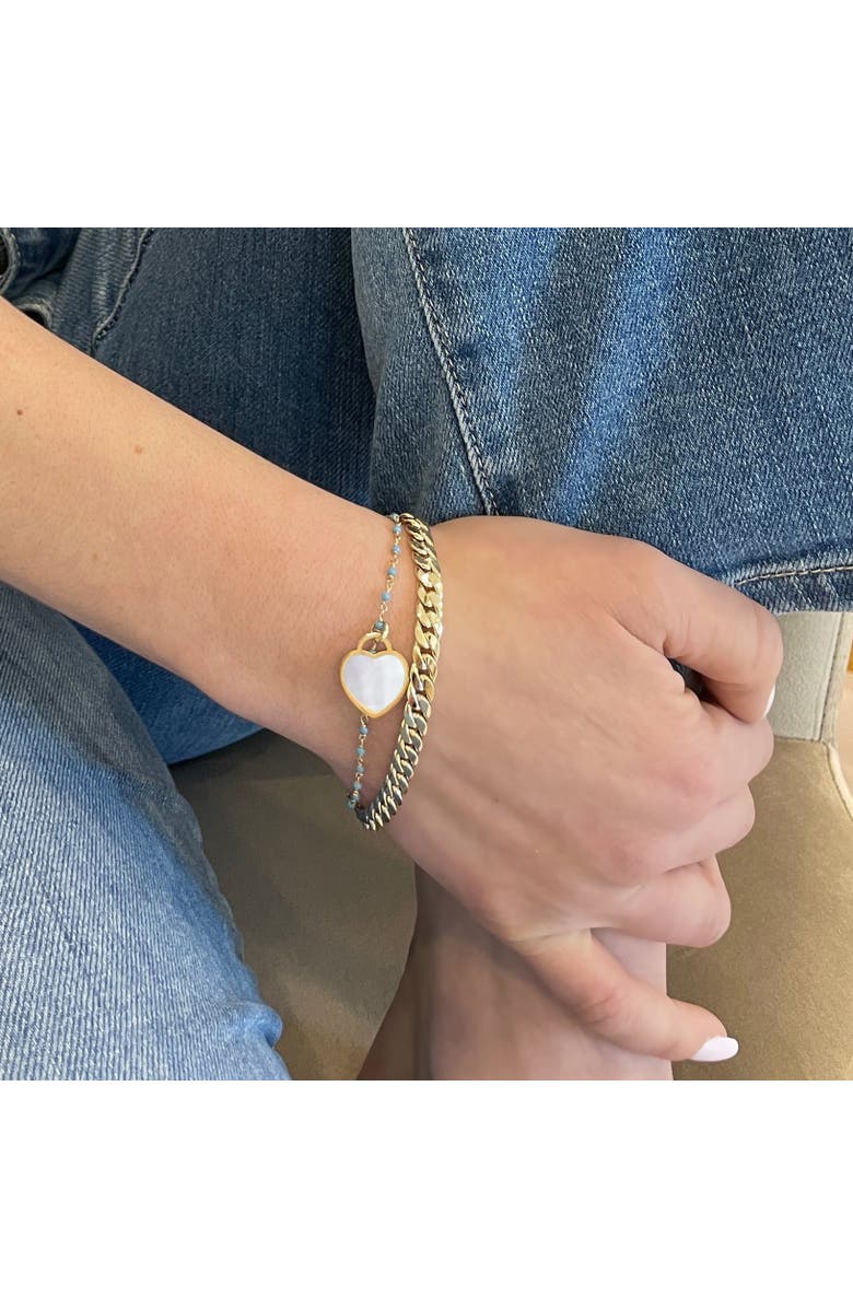 The Lovery Fine Jewelry Mother of Pearl Heart Padlock Charm, Alternate, color, Mother Of Pearl