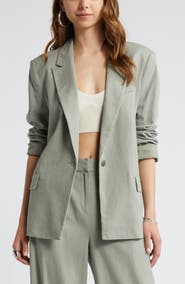 Open Edit Linen Blend Blazer
