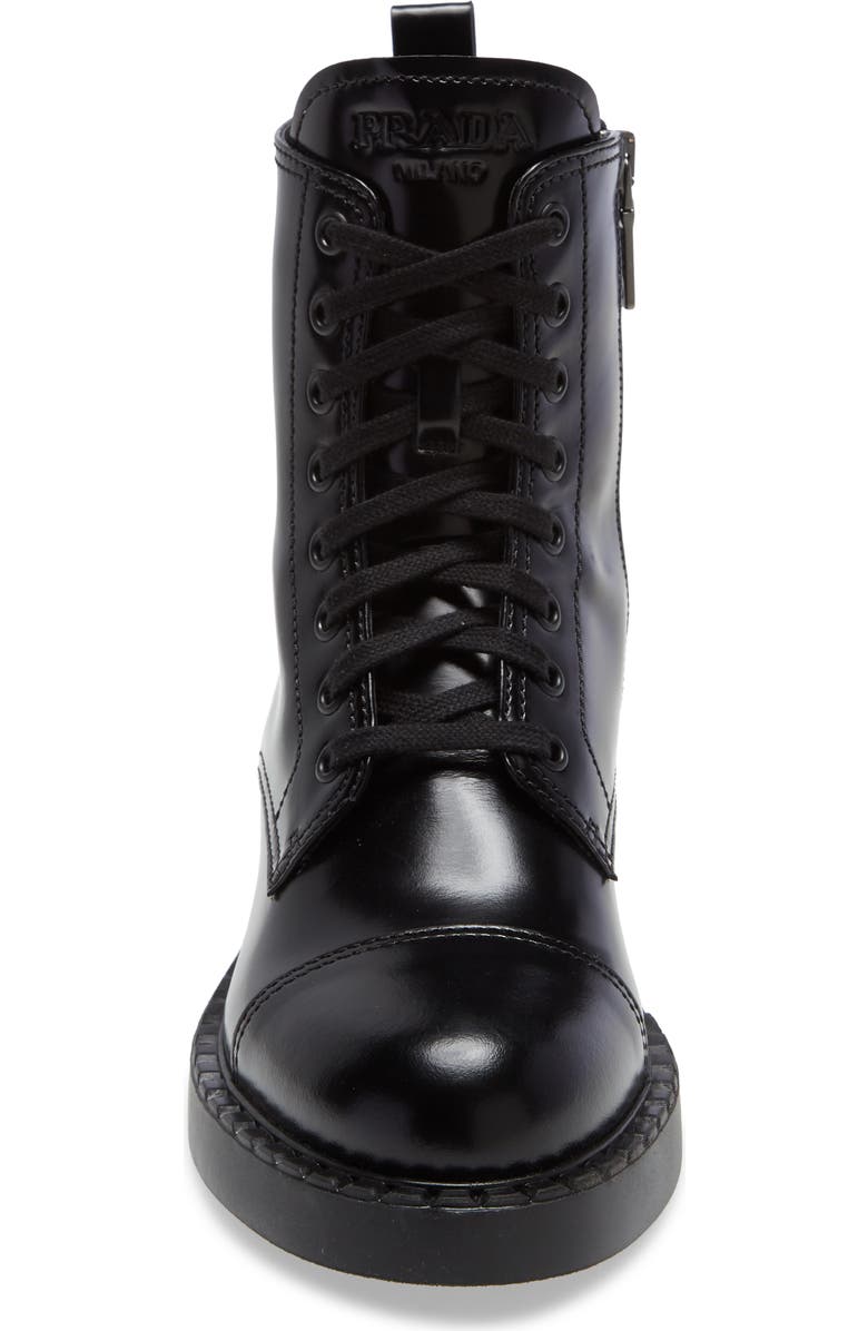 Prada Chocolate Combat Boot, Alternate, color,