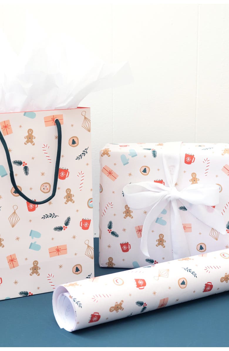 Joy Paper Co. Pink Holiday Pattern Gift Bag Card Set, Alternate, color, Pink Holiday Pattern