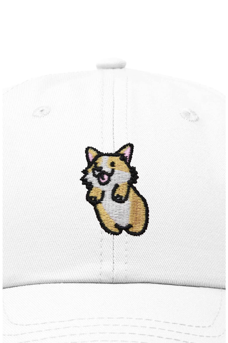 Leaping Corgi Embroidered Cap, Alternate, color, White
