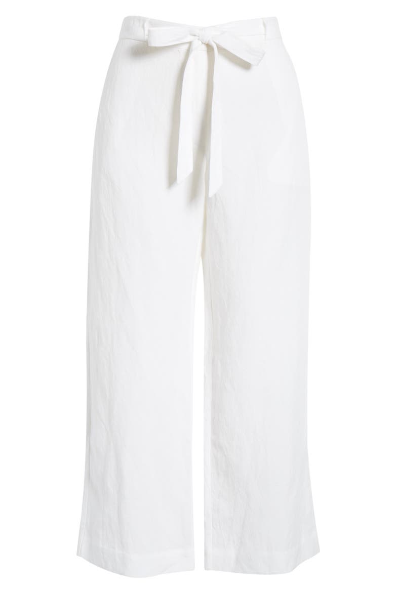 Drawstring Waist Crop Pants, Alternate, color, IVORY