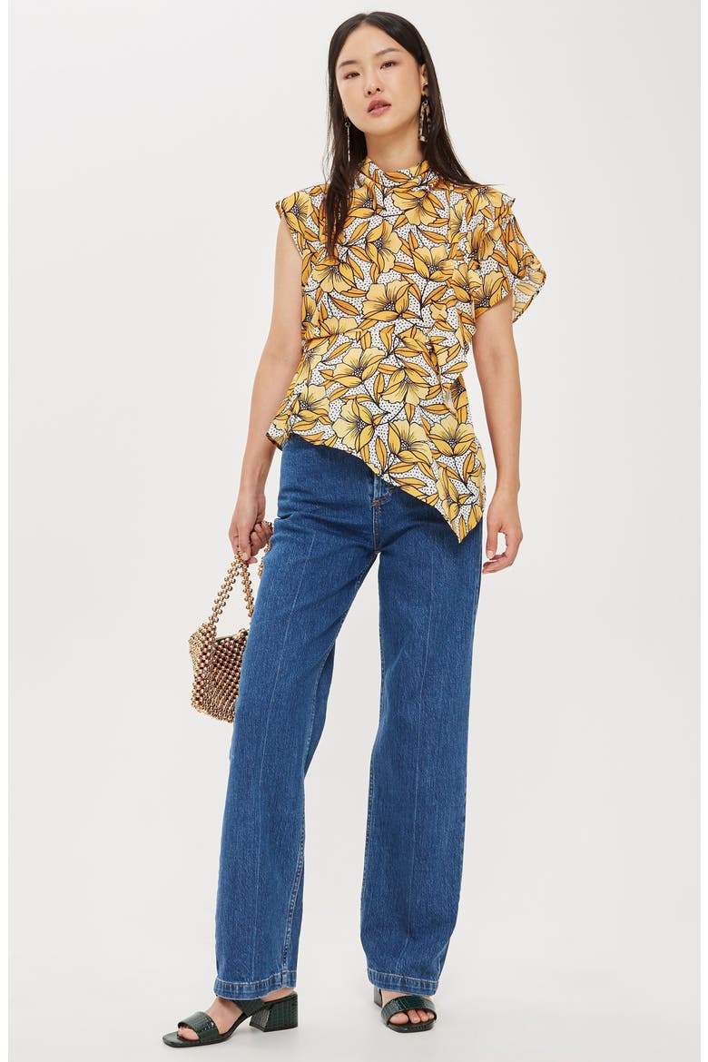 Ruffle Blouse, Alternate, color, YELLOW MULTI