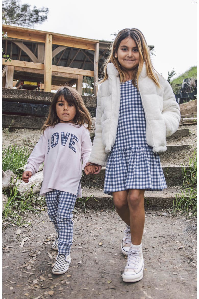 Kids' Ava Gingham Hacci Top & Leggings Set, Alternate, color, CROWN BLUE