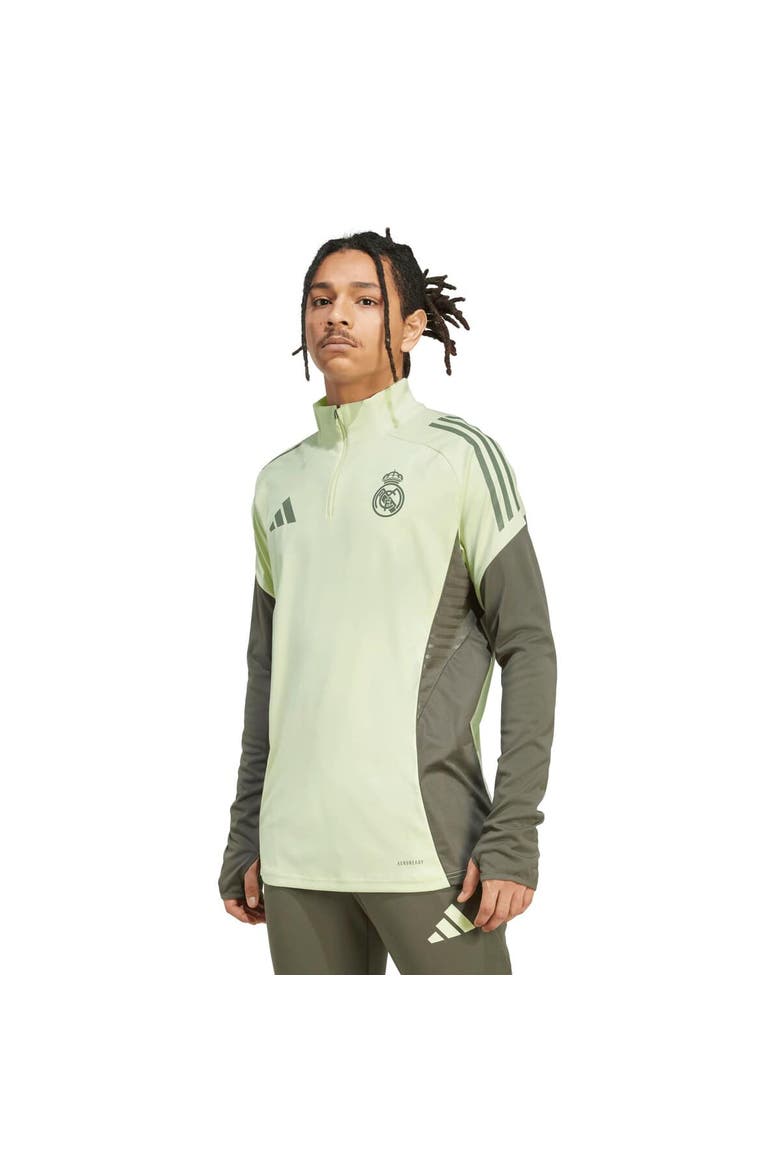Men's adidas Green Real Madrid 2025/26 AEROREADY Raglan Quarter-Zip Training Pullover, Alternate, color, Green