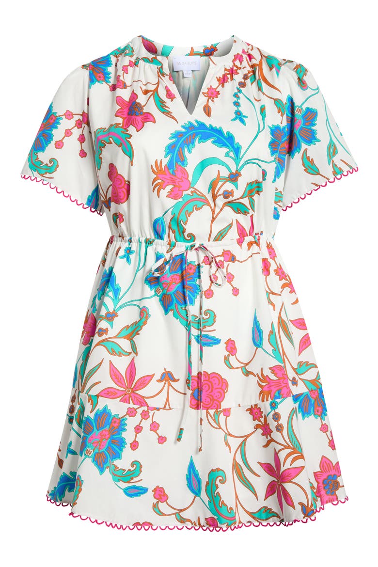Izzie Floral Print Minidress, Alternate, color, WHITE-FUCHSIA