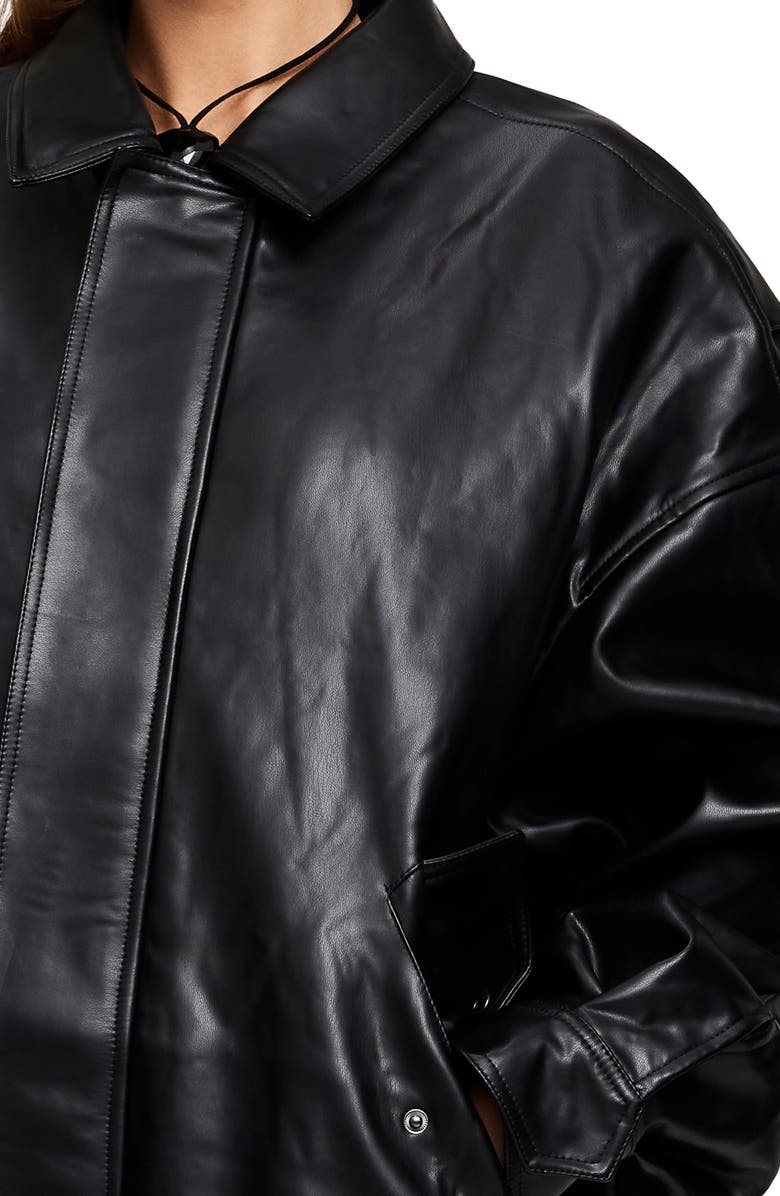 LIONESS Kenny Oversize Faux Leather Bomber Jacket, Alternate, color, 