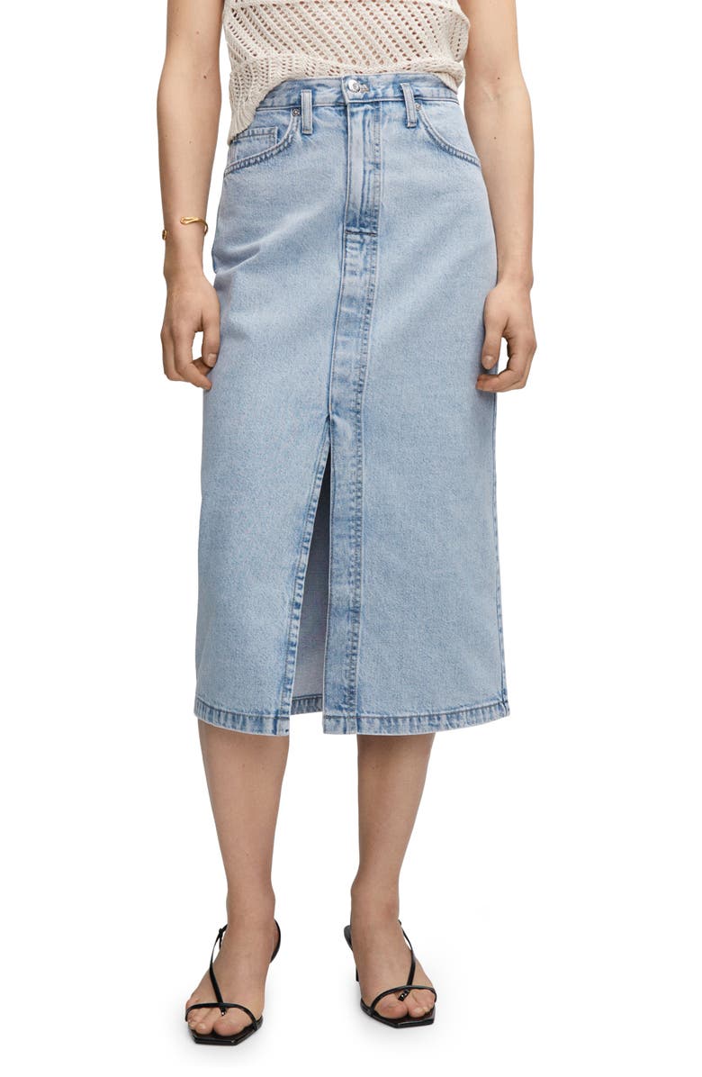 MANGO Denim Midi Skirt, Main, color,