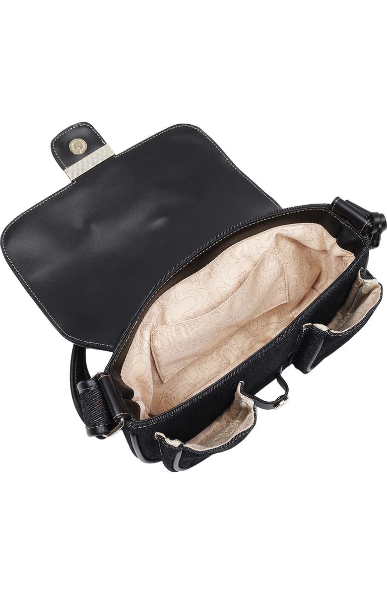 True Religion Double Pocket Denim Satchel, Alternate, color, Black