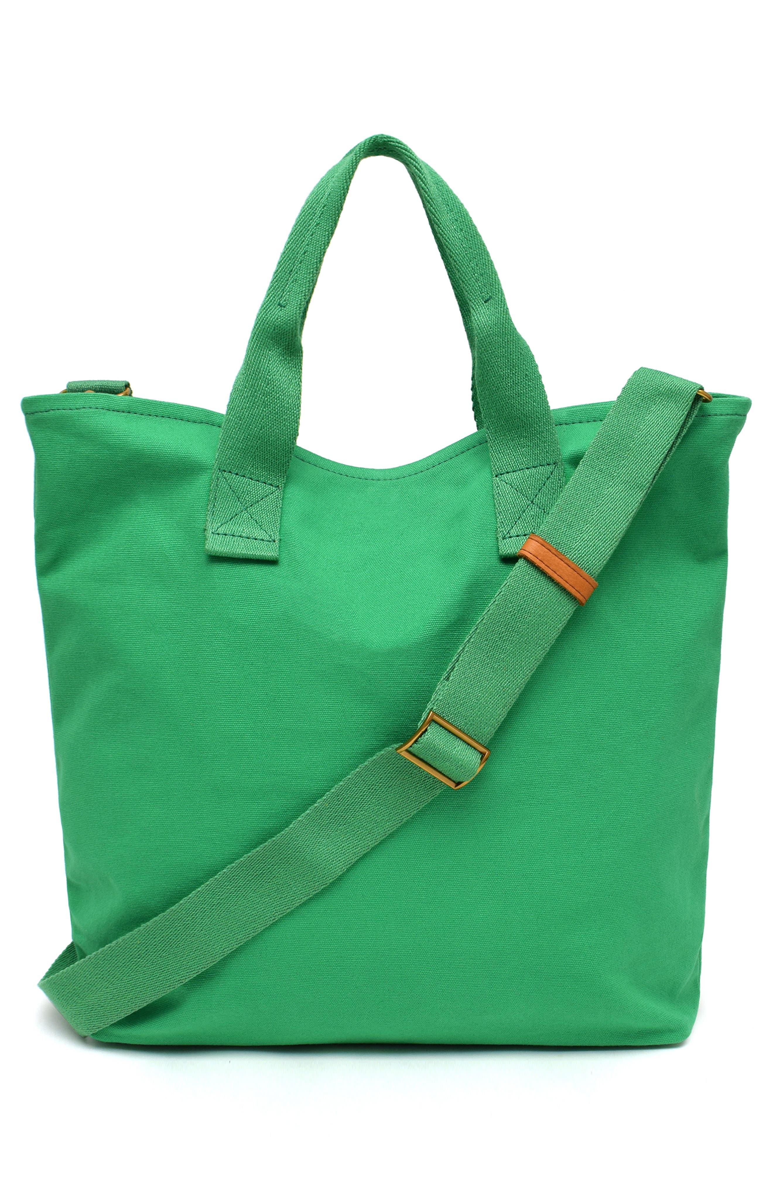 New Amsterdam Leatherworks Ayla Cotton Canvas Tote Bag, Alternate, color, Kelly