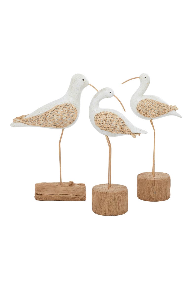 White Polystone Bird Sculpture - Set of 3, Alternate, color, WHITE