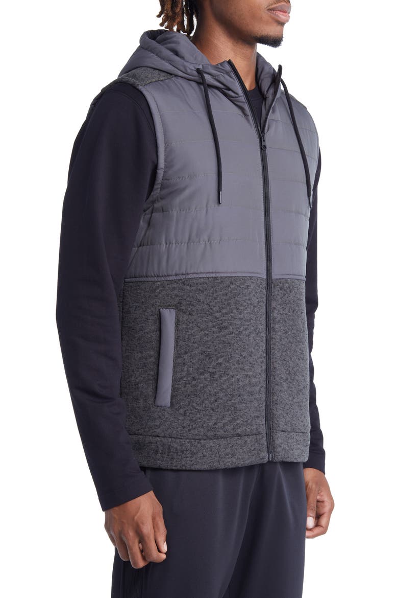 Hybrid Hooded Puffer Vest, Alternate, color, GREY DARK CHARCOAL