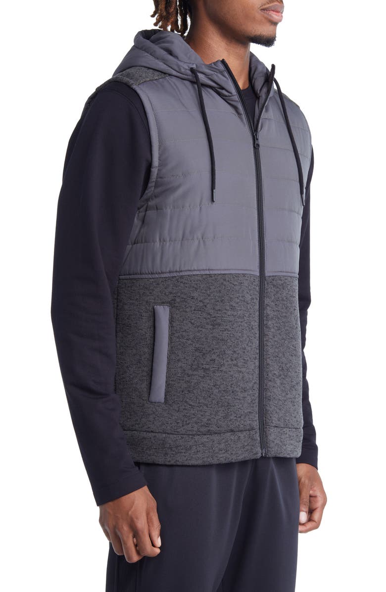 Zella Hybrid Hooded Puffer Vest, Alternate, color, 