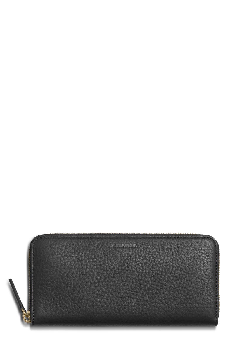 Continental Pebble Leather Zip Wallet, Main, color, BLACK