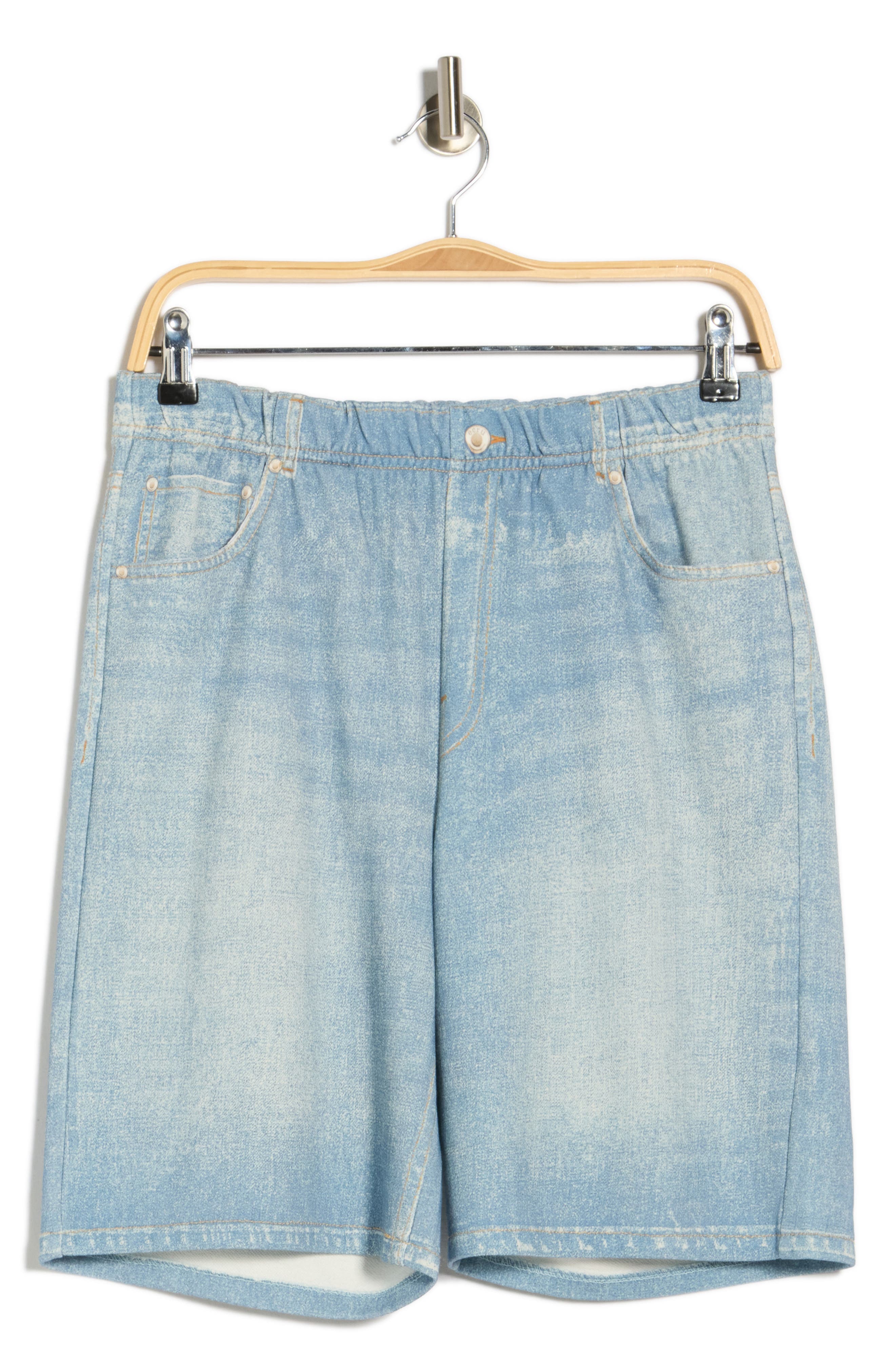 ECRU Mirage Denim Printed French Terry Shorts