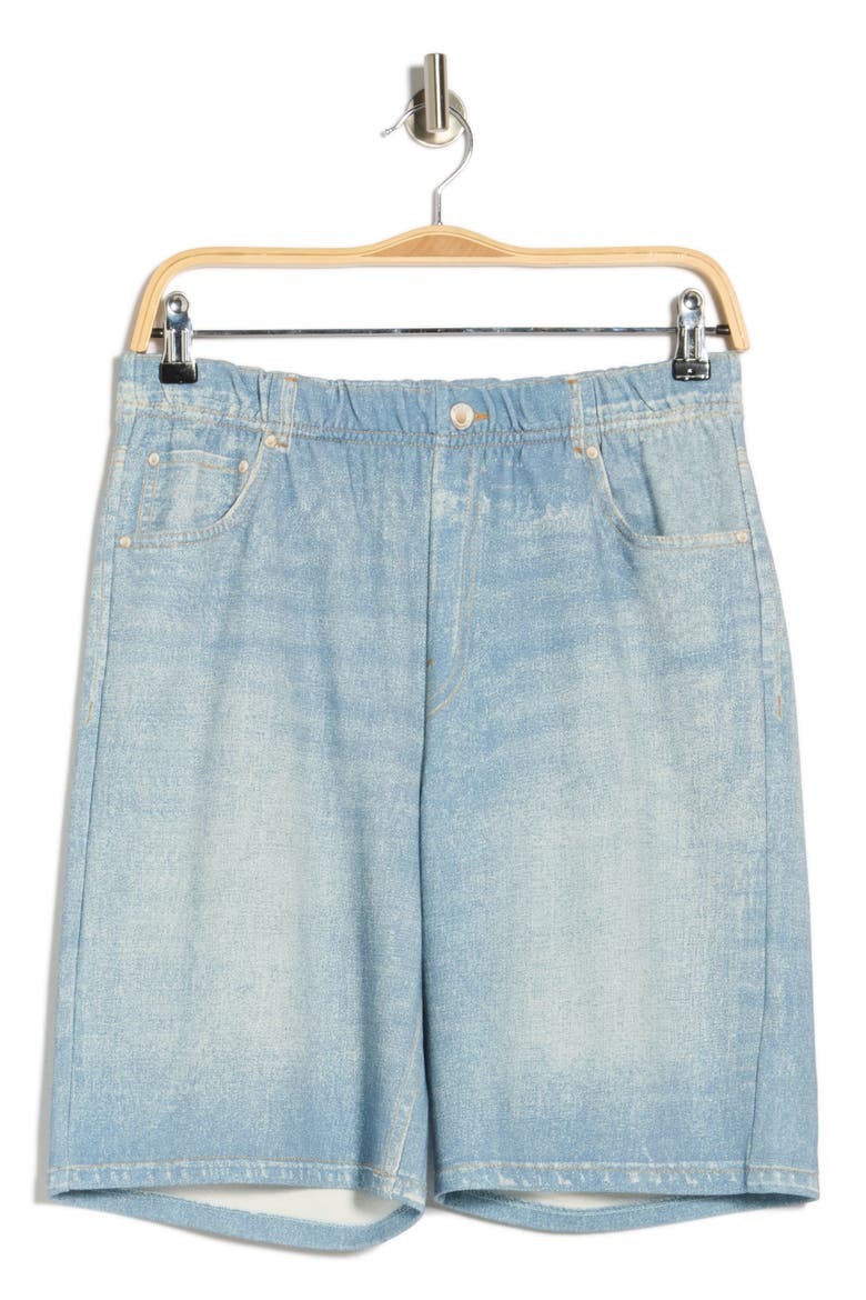 Mirage Denim Printed French Terry Shorts, Alternate, color, LIGHT WASH