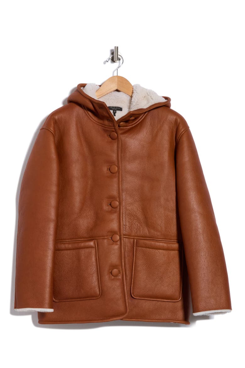 Jackie Genuine Shearling Hooded Coat, Alternate, color, COG