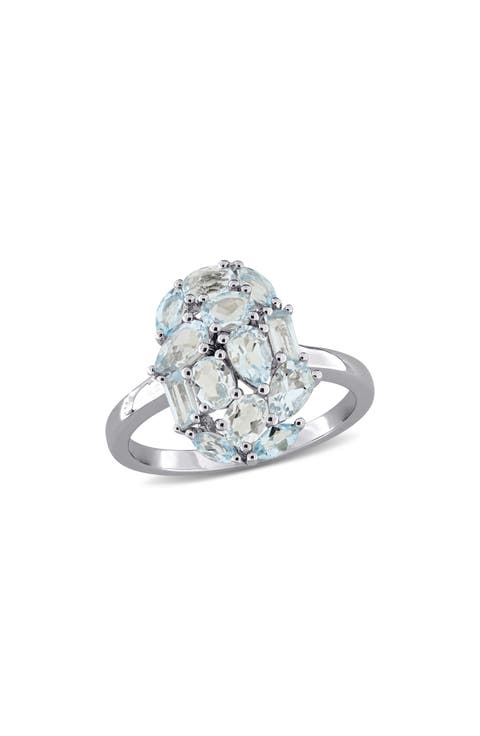 Sky Blue Topaz Cluster Ring